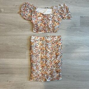 Haute Monde Women’s Floral Cropped Two Piece Set - S